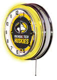 19" Michigan Tech Neon Clock | MTU Huskies Retro Neon Clock