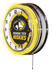 19" Michigan Tech Neon Clock | MTU Huskies Retro Neon Clock