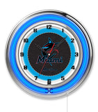 19" Miami Marlins Neon Clock
