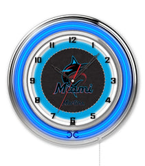 19" Miami Marlins Officially Licensed Logo Neon Clock