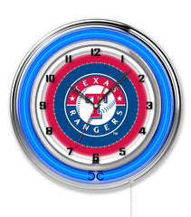 19" Texas Rangers Officially Licensed Logo Neon Clock