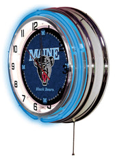 University of Maine Black Bears Officially Licensed Logo Neon Clock Wall Decor Side View