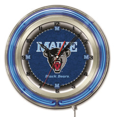 University of Maine Black Bears Officially Licensed Logo Neon Clock Wall Decor