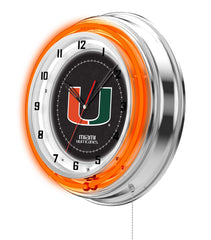 19" Miami Hurricanes Neon Clock