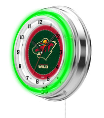 Minnesota Wild Officially Licensed Logo Neon Clock Wall Decor