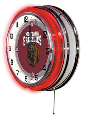 University of Montana Grizzlies Officially Licensed Logo Neon Clock Wall Decor Side View