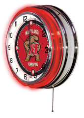 Maryland Terrapins Officially Licensed Logo Neon Clock Wall Decor