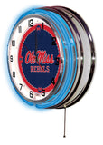 19" Mississippi Rebels Neon Clock