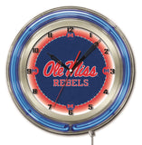 19" Mississippi Rebels Neon Clock