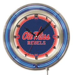 Ole Miss Rebels Officially Licensed Logo Neon Clock Wall Decor