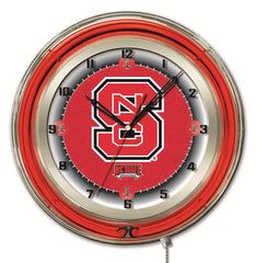 NC State Wolfpack Officially Licensed Logo Neon Clock Wall Decor
