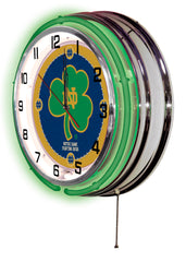 Notre Dame Fighting Irish Shamrock Officially Licensed Logo Neon Clock Wall Decor