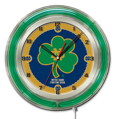 Notre Dame Fighting Irish Shamrock Officially Licensed Logo Neon Clock Wall Decor