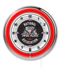 NHRA Officially Licensed Logo 19" Neon Clock Wall Decor with Red Neon
