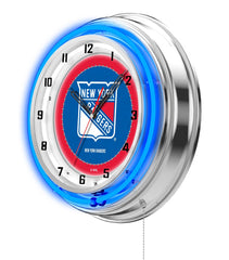 New York Rangers Officially Licensed Logo Neon Clock Wall Decor