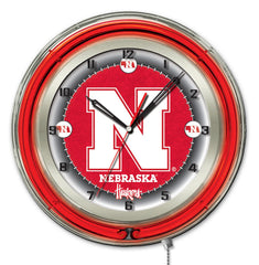 University of Nebraska Huskers Officially Licensed Logo Neon Clock Wall Decor