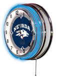 19" Nevada Neon Clock | UN Wolf Pack Retro Neon Clock
