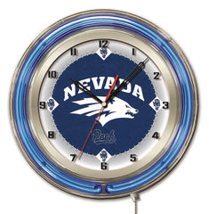 University of Nevada Wolf Pack Officially Licensed Logo Neon Clock Wall Decor