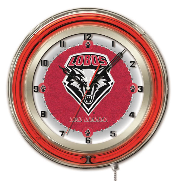 19" New Mexico Neon Clock | UNM Lobos Retro Neon Clock