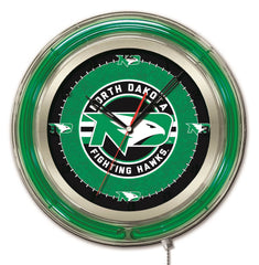 North Dakota Fighting Hawks Officially Licensed Logo Neon Clock Wall Decor