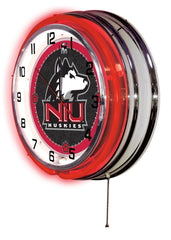 Northern Illinois University Huskies Officially Licensed Logo Neon Clock Wall Decor Side View