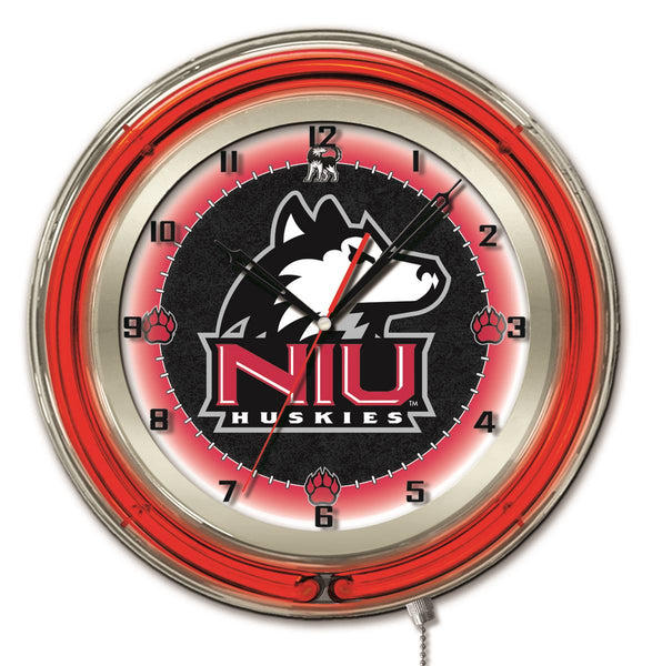 19" Northern Illinois Neon Clock | NIU Huskies Retro Neon Clock