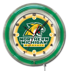 Northern Michigan University Wildcats Officially Licensed Logo Neon Clock Wall Decor