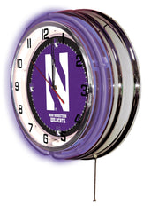 Northwestern Wildcats Officially Licensed Logo Neon Clock Wall Decor