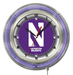 Northwestern Wildcats Officially Licensed Logo Neon Clock Wall Decor