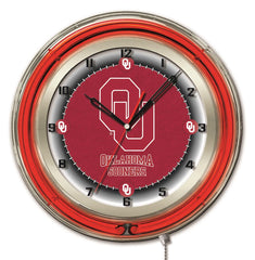 Oklahoma Sooners Officially Licensed Logo Neon Clock Wall Decor