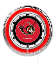 Ottawa Senators Officially Licensed Logo Neon Clock Wall Decor