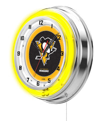 Pittsburgh Penguins Officially Licensed Logo Neon Clock Wall Decor
