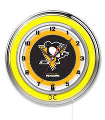 Pittsburgh Penguins Officially Licensed Logo Neon Clock Wall Decor