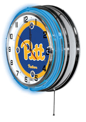Pittsburgh Panthers Officially Licensed Logo Neon Clock Wall Decor