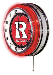 Rutgers Scarlet Knights Officially Licensed Logo Neon Clock Wall Decor