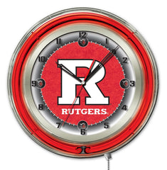 Rutgers Scarlet Knights Officially Licensed Logo Neon Clock Wall Decor