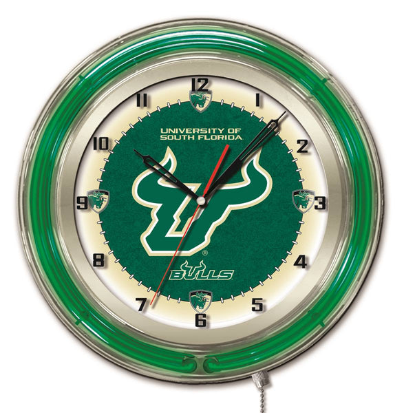 19" South Florida Neon Clock | USF Bulls Retro Neon Clock
