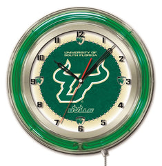 University of South Florida Bulls Officially Licensed Logo Neon Clock Wall Decor