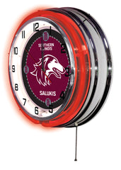 Southern Illinois University Salukis Officially Licensed Logo Neon Clock Wall Decor Side View