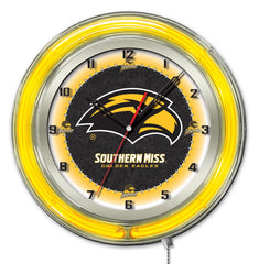 Southern Miss University Golden Eagles Officially Licensed Logo Neon Clock Wall Decor