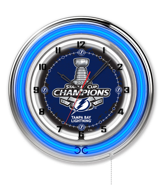 TBL 2021 Stanley Cup Neon Clock, NHL Wall Clocks, Holland Gameroom