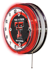 Texas Tech Red Raiders Officially Licensed Logo Neon Clock Wall Decor