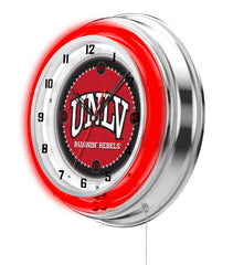 UNLV Runnin Rebels Officially Licensed Logo Neon Clock Wall Decor Side View