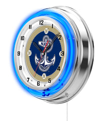 19" US Naval Academy Midshipmen Officially Licensed Logo Neon Clock Wall Decor