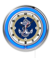 19" US Naval Academy Midshipmen Officially Licensed Logo Neon Clock Wall Decor