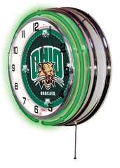 Ohio University Bobcats Officially Licensed Logo Neon Clock Wall Decor Side View