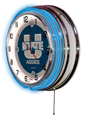 19" Utah State Aggies Officially Licensed Logo Neon Clock Wall Decor