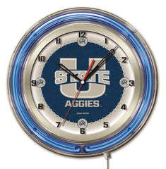 19" Utah State Aggies Officially Licensed Logo Neon Clock Wall Decor