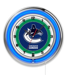 19" Vancouver Canucks Officially Licensed Logo Neon Clock Wall Decor