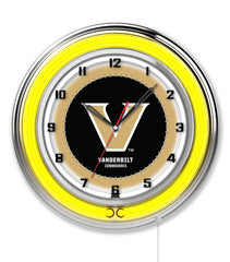 19" Vanderbilt Commodores Officially Licensed Logo Neon Clock Wall Decor
